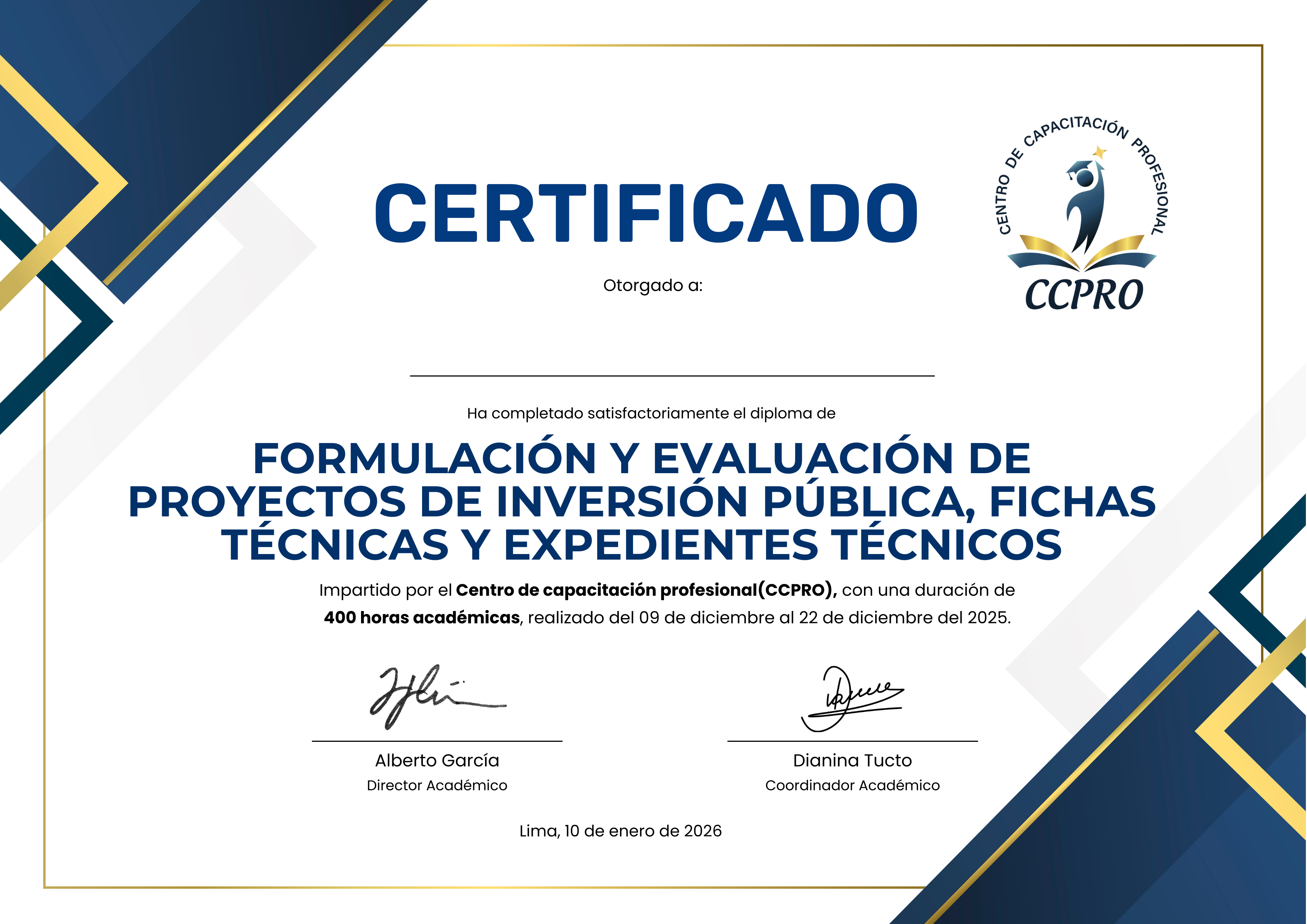 Certificado Oficial Frente