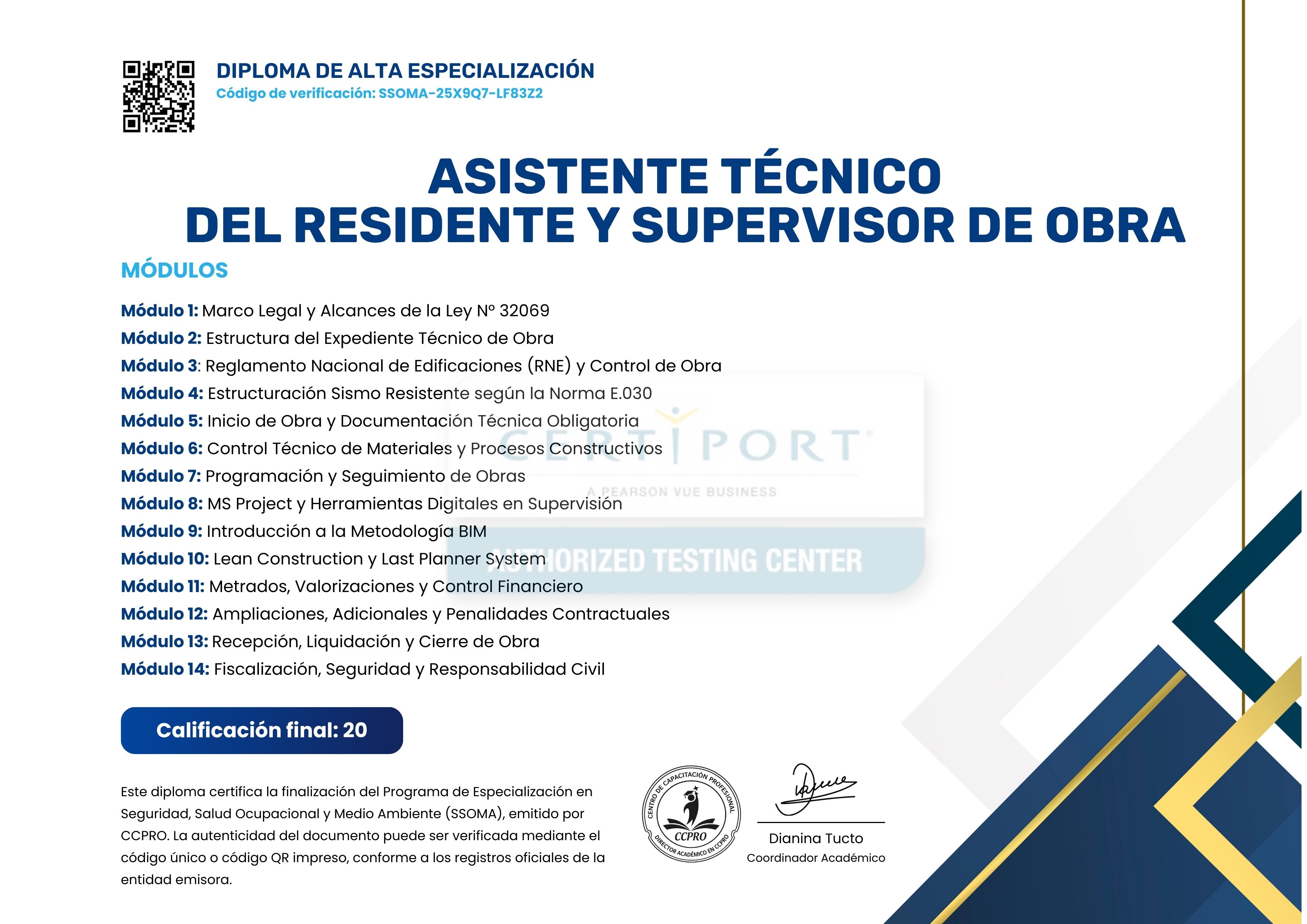 Certificado Oficial Reverso