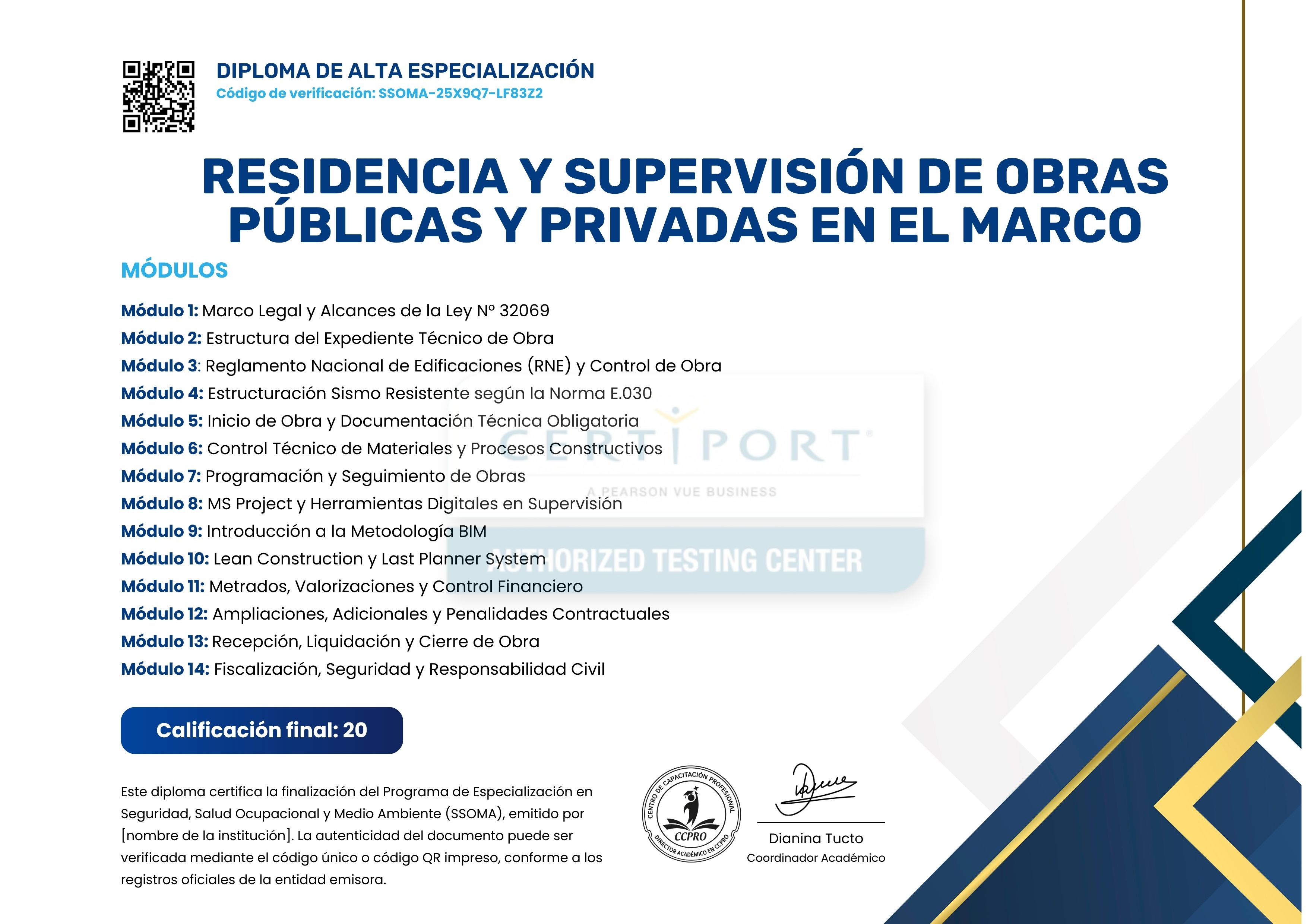 Certificado Oficial Reverso