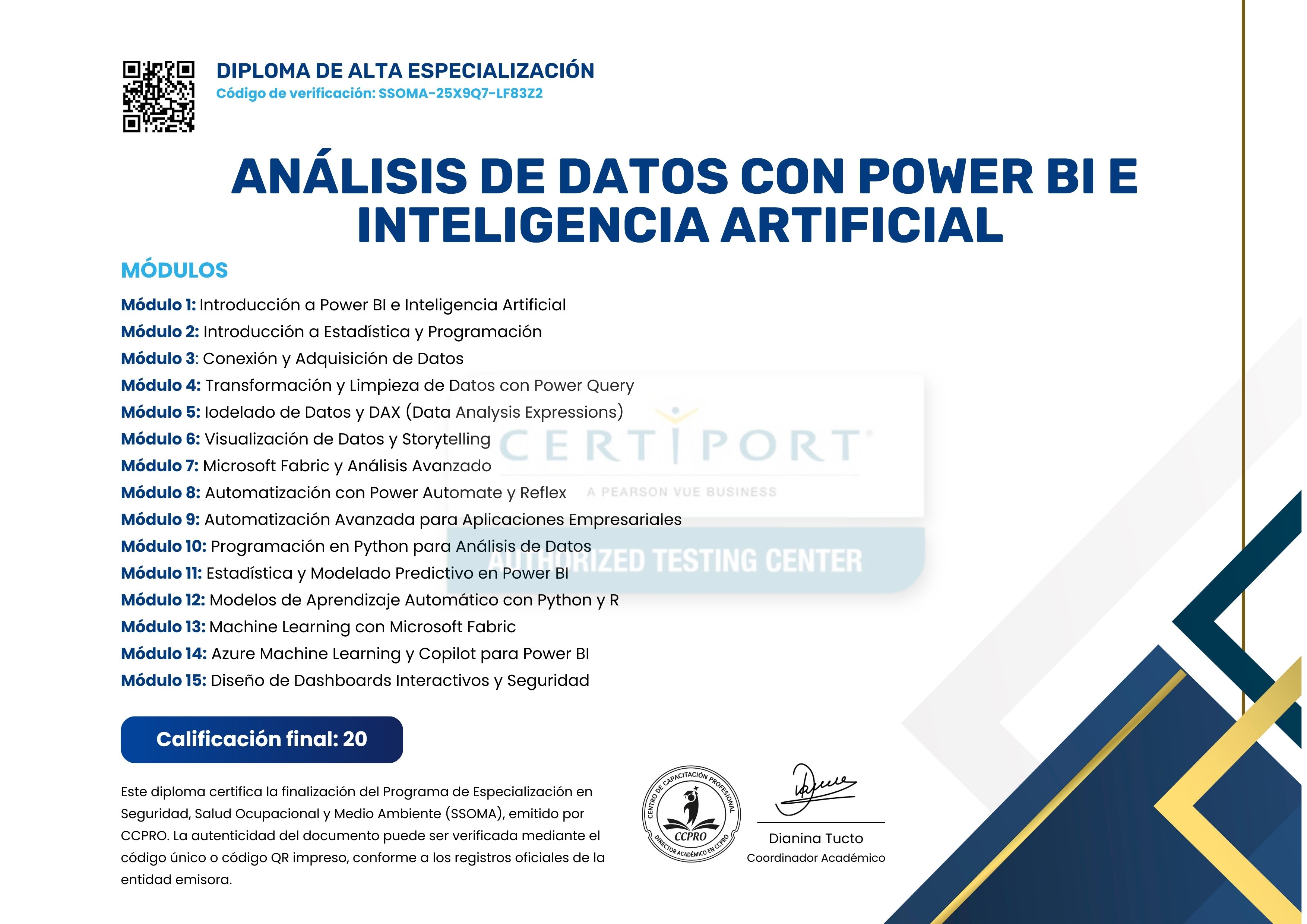 Certificado Oficial Reverso