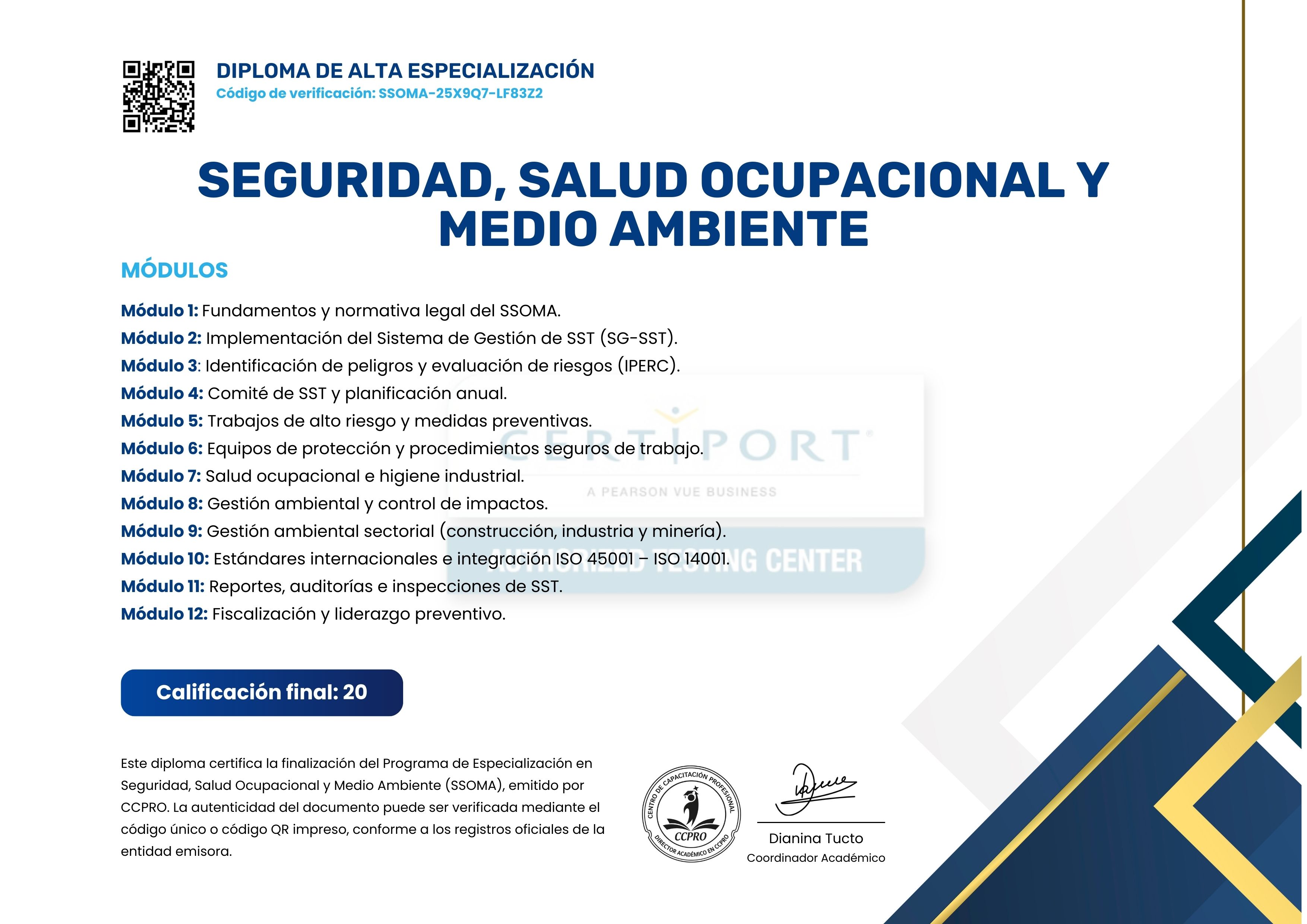 Certificado Oficial Reverso