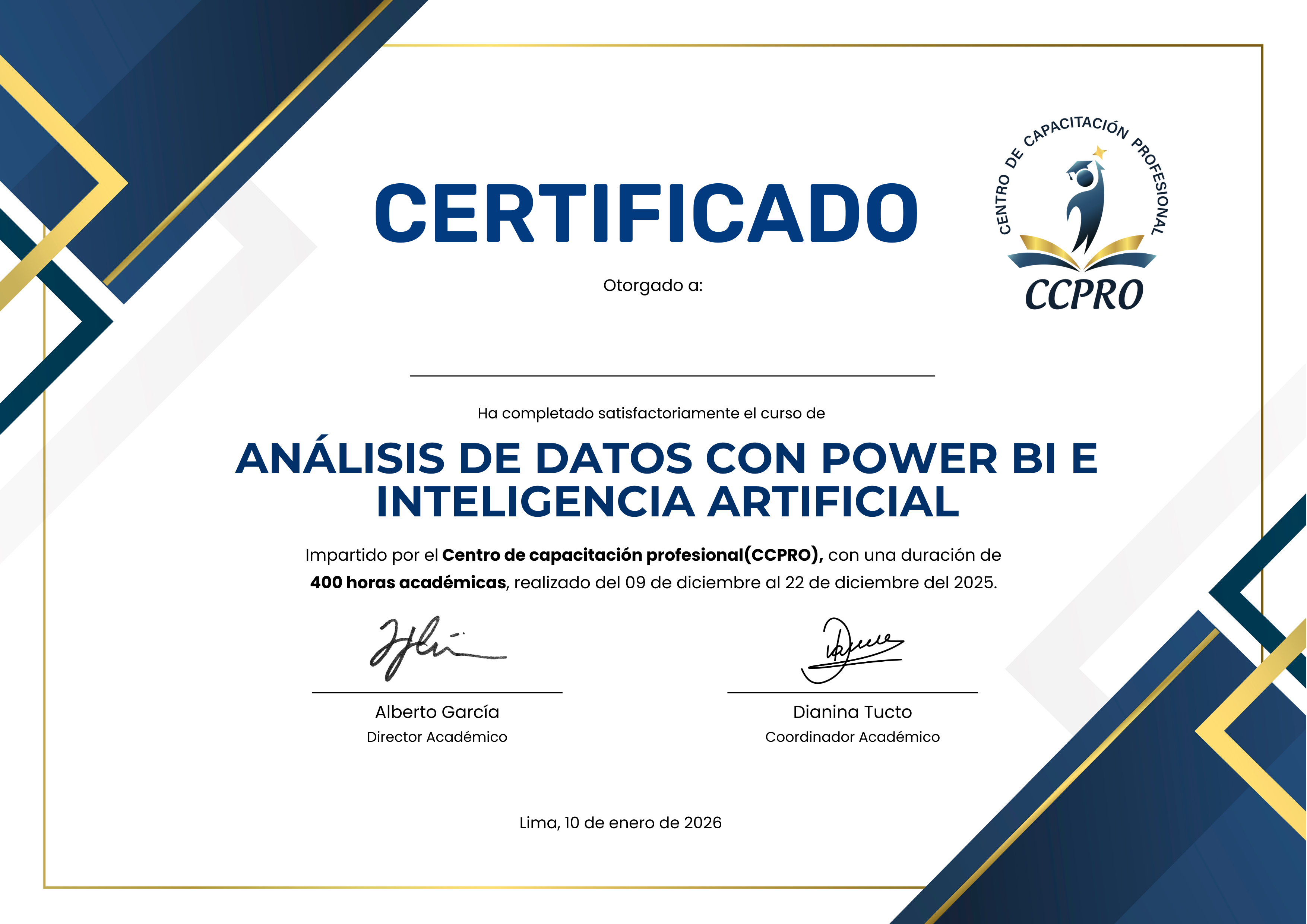 Certificado Oficial Frente