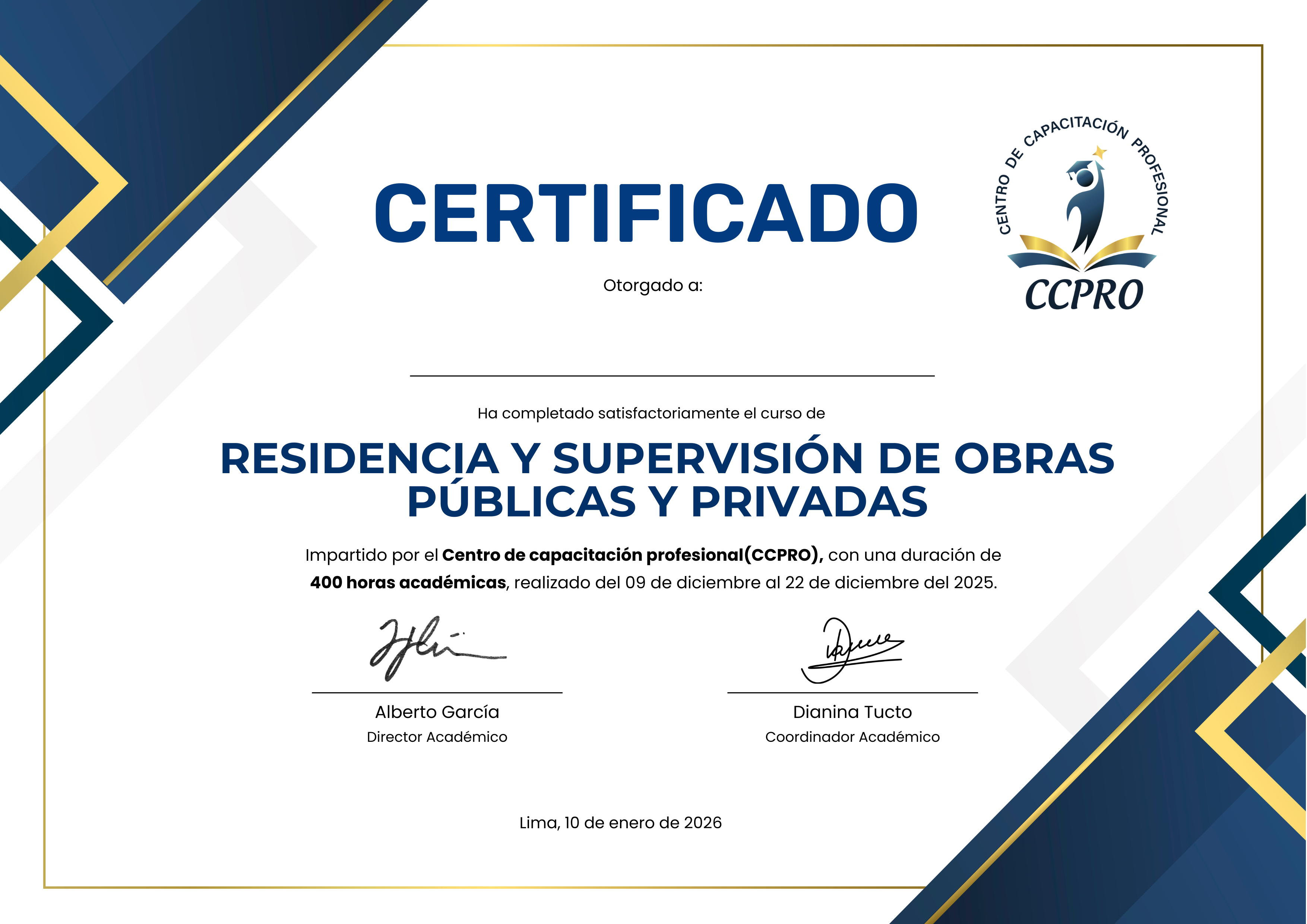 Certificado Oficial Frente